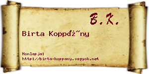 Birta Koppány névjegykártya